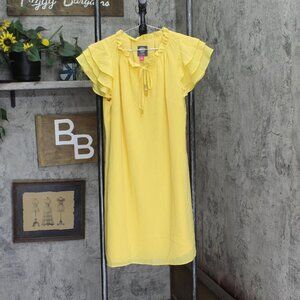 Vince Camuto Chiffon Tie Front Float Dress with Short Ruffle Sleeve Yellow 8